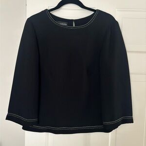 Donna Morgan Black Blouse with White Stitching